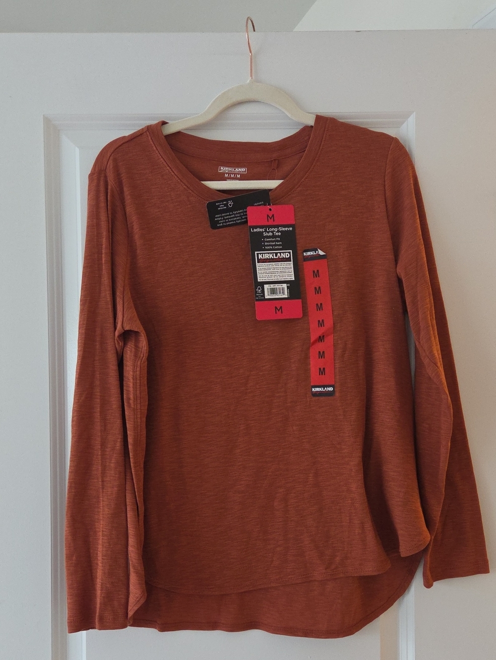 Kirkland Signature Rust Long-Sleeve Crewneck Top